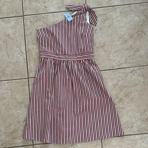 Red and White One Shoulder Sleeveless Sundress for Cocktail